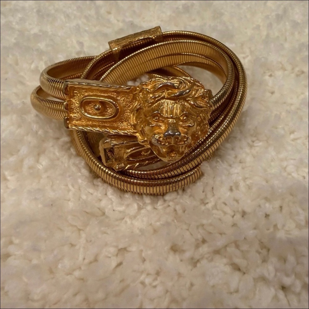 Vintage Judith Leiber Gold Stretch Metal Lion Belt - Picture 9 of 12